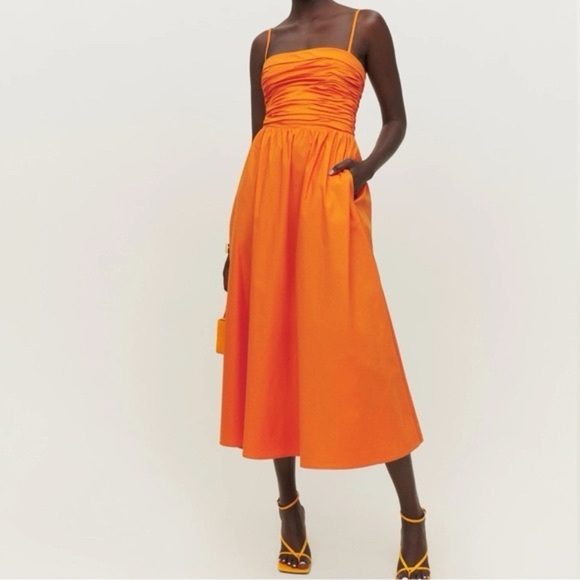 Reformation Dresses & Skirts - Reformation Lissa Dress in Citrus (bright orange) Strapless
